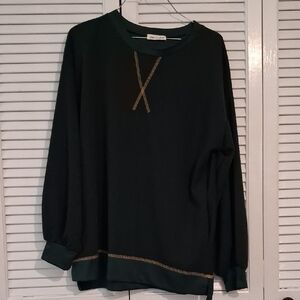 Dark Green Blouse with Gold Accents